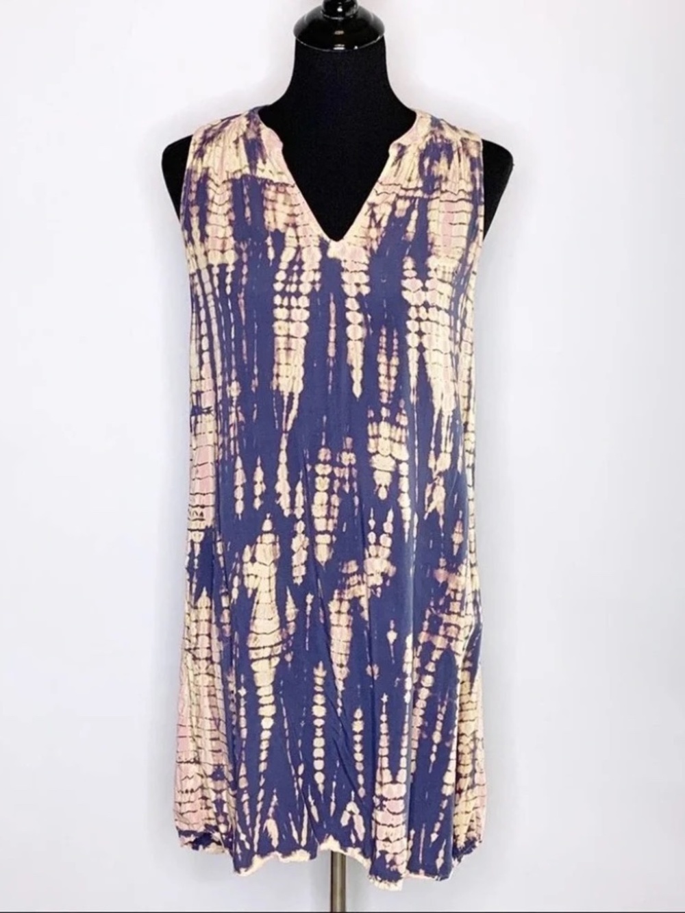 Michael Stars Navy and Blush V-Neck Tie-Dye Dress NWT Medium